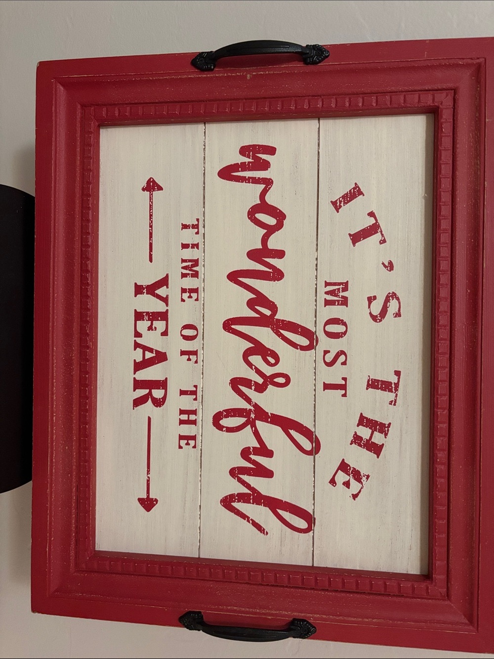 Red Framed Christmas Wall Sign "Wonderful" or serving tray